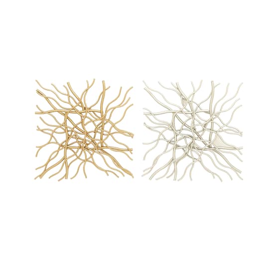 20" Gold & Silver Metal Contemporary Abstract Wall Décor Set, 2ct.
